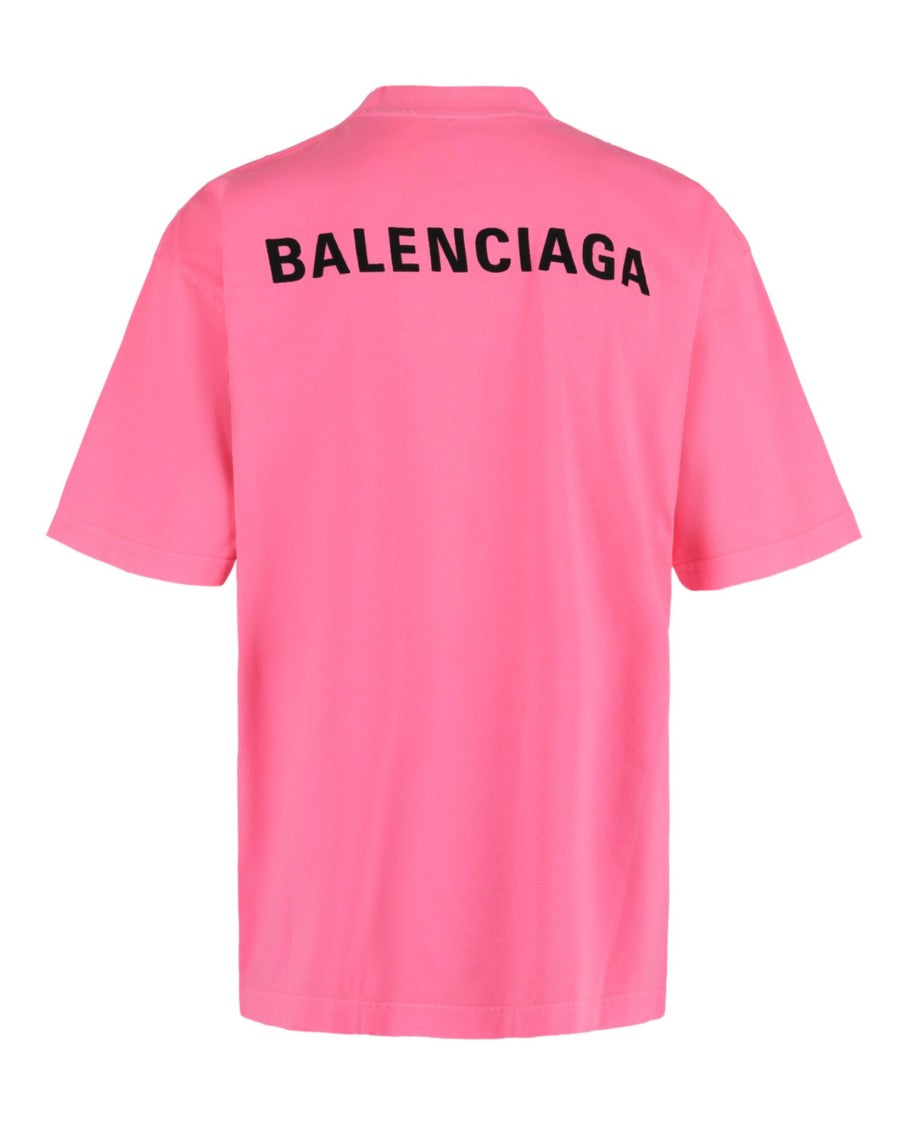 Balenciaga Embroidered Logo Distressed Medium Fit T-Shirt