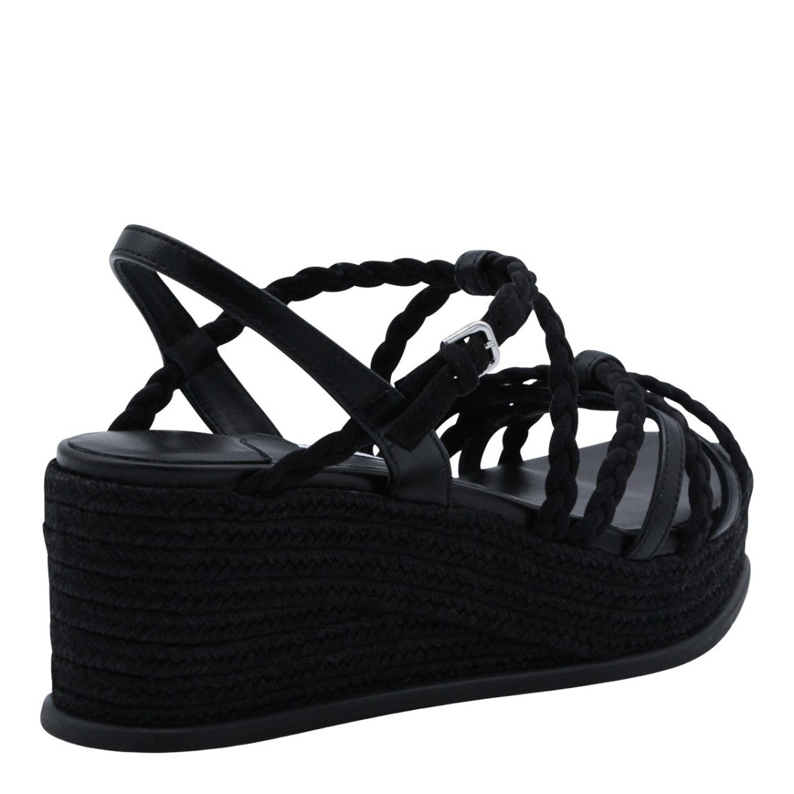 Jimmy Choo Braided Strap Black Wedge Flats