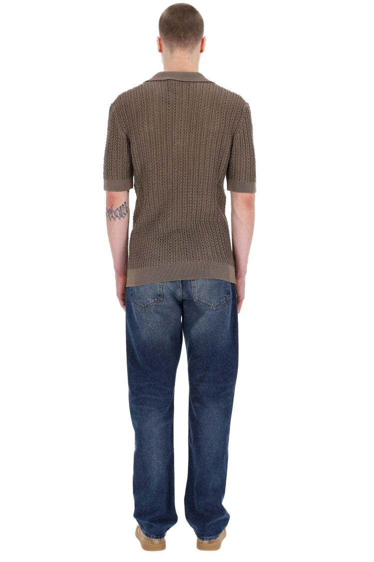 Tagliatore Open Collar Knitted Cotton Polo