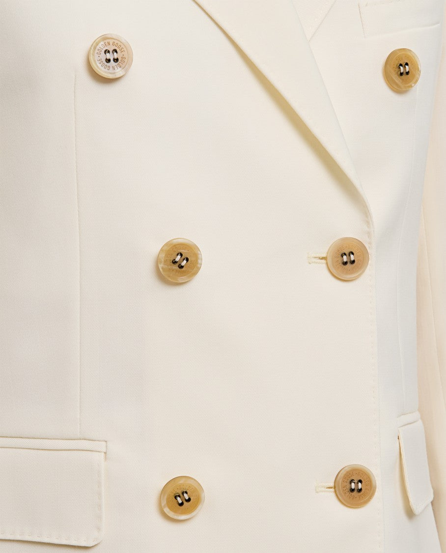 Golden Goose Cream Double-Breasted Blazer