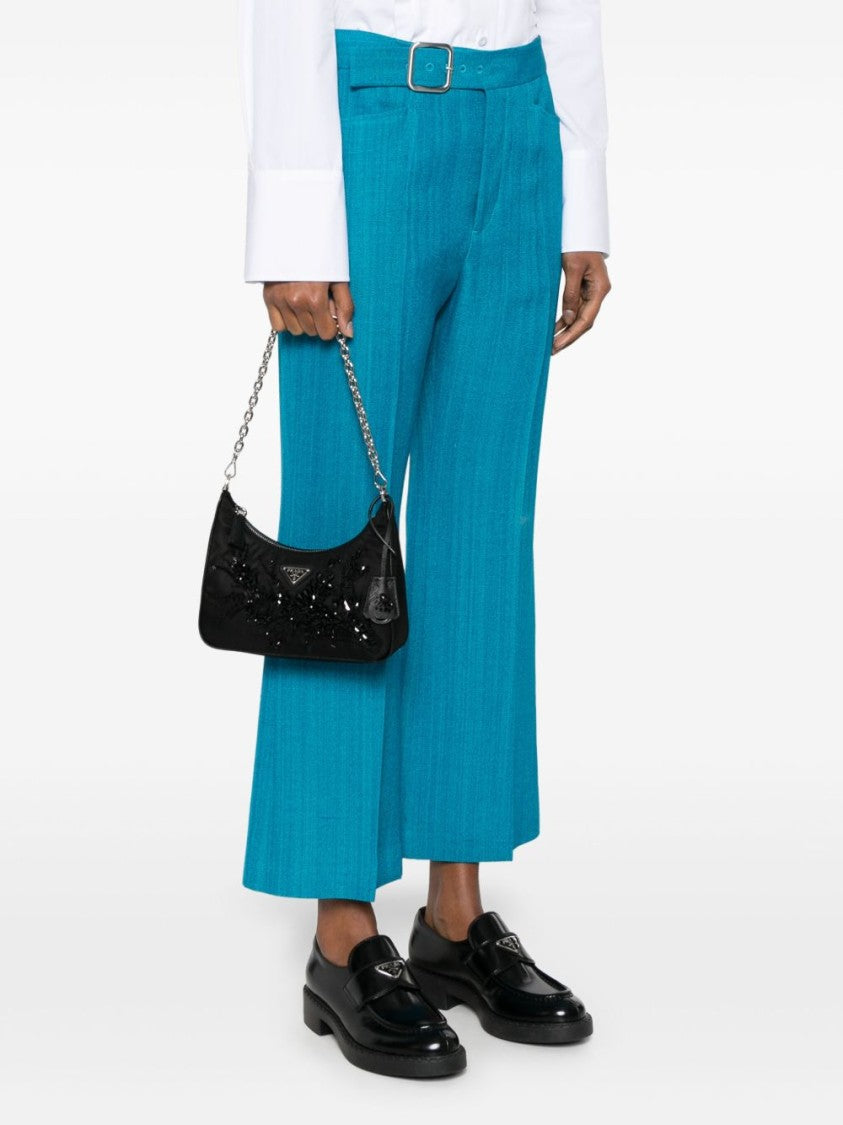 Prada Black Beaded Floral Embellished Bag