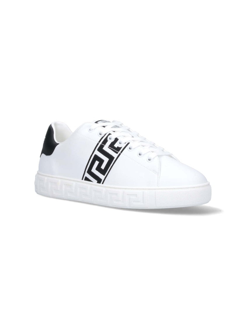 Versace 'Greca' Embroidered Sneakers – White