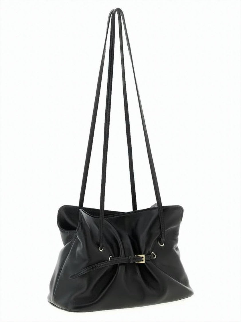 Prada Gathered Sheepskin Shoulder Bag With Gold-Tone Accents