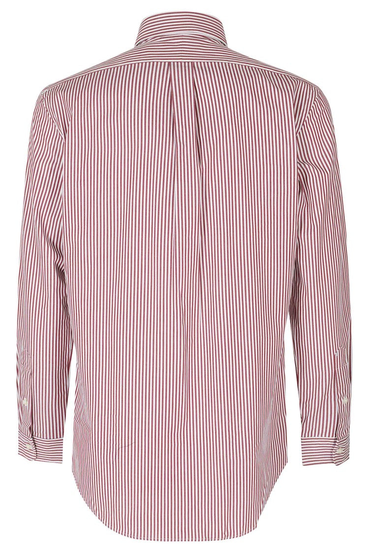 Polo Ralph Lauren Wine White Striped Button-Down Cotton Casual Shirt
