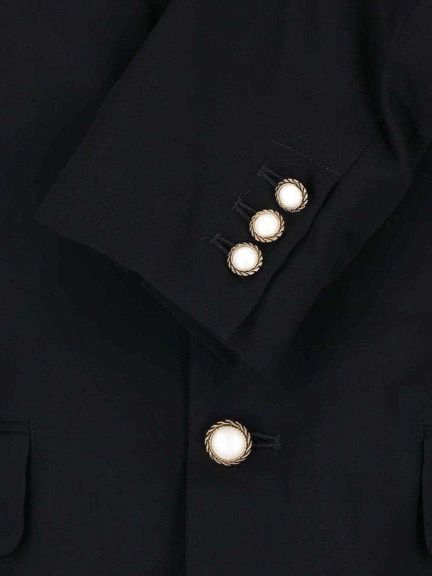 Comme Des Garçons Tailored Black Blazer With Semi-Transparent Back And Decorative Buttons