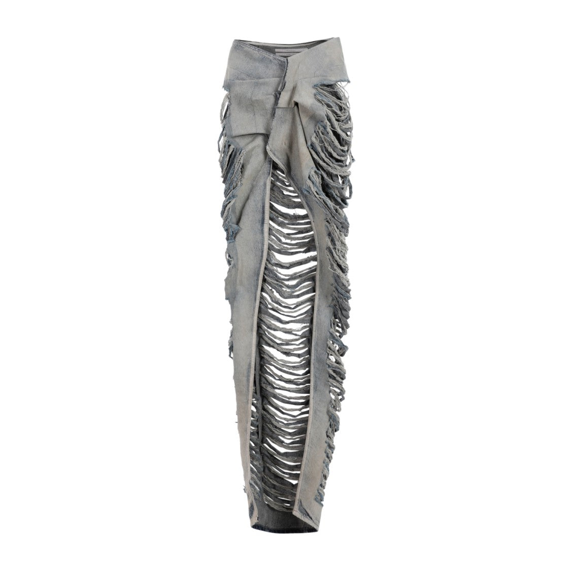 Rick Owens Hustler Blue Shredded Cotton Edfu Skirt