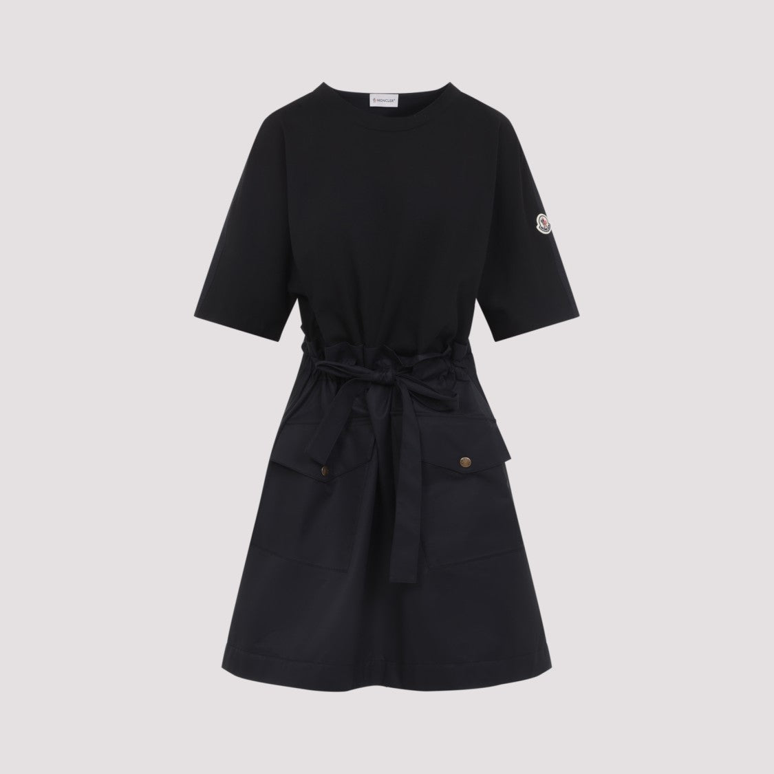 Moncler Short Black Dress With Cinched Waist