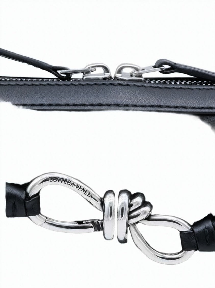 Bottega Veneta Rectangular Shoulder Bag With Woven Calf Leather And Silver Accents