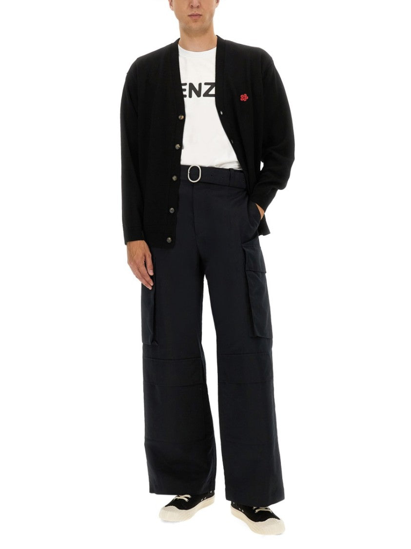 Kenzo Relaxed Fit V-Neck Wool Cardigan