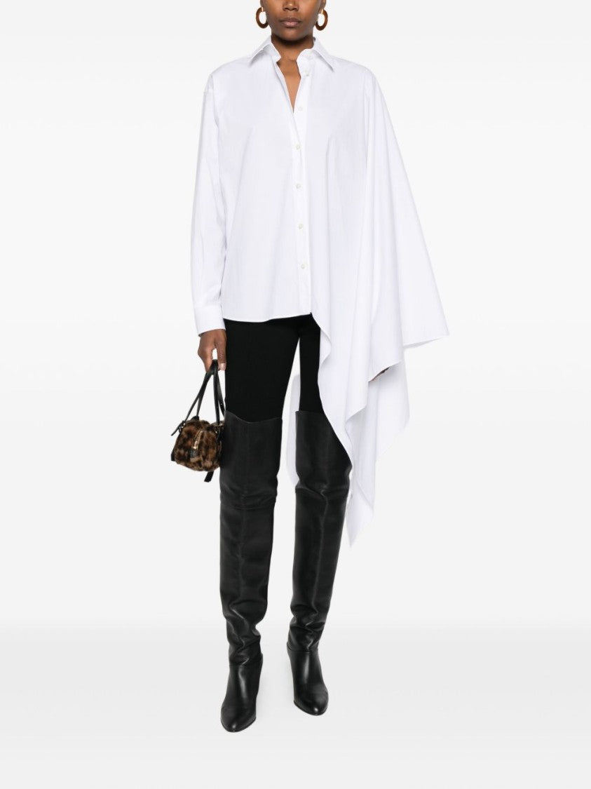 Moschino Asymmetric White Cotton Blend Top