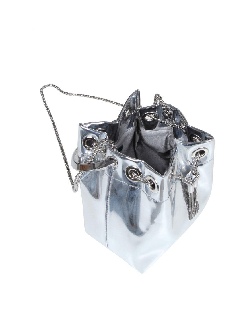 Jimmy Choo Bon Bon Bucket In Metallic Leather