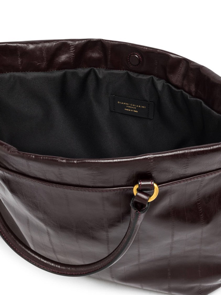 Gianni Chiarini Glossy Leather Handbag With Ruched Top