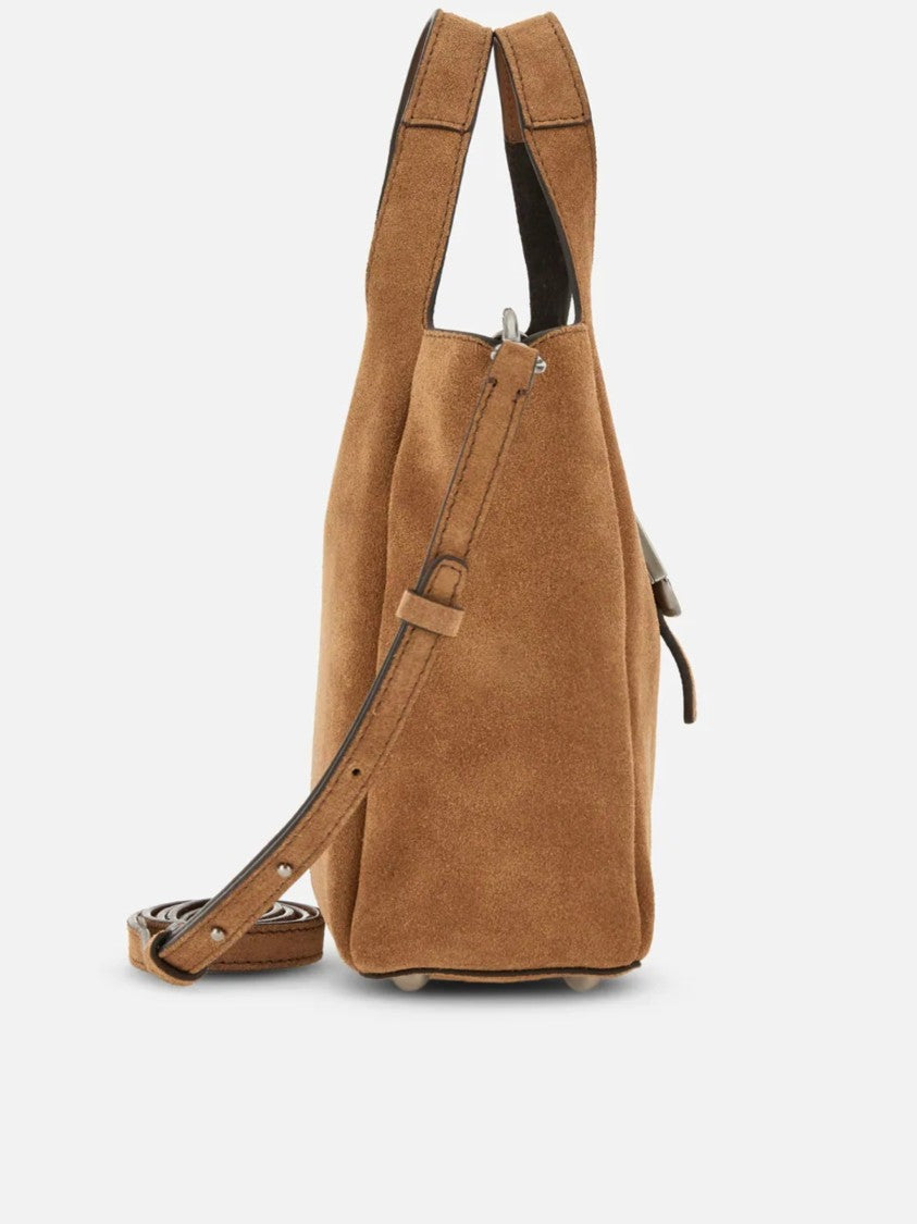 Hogan Warm Brown Suede H-Clasp Handbag