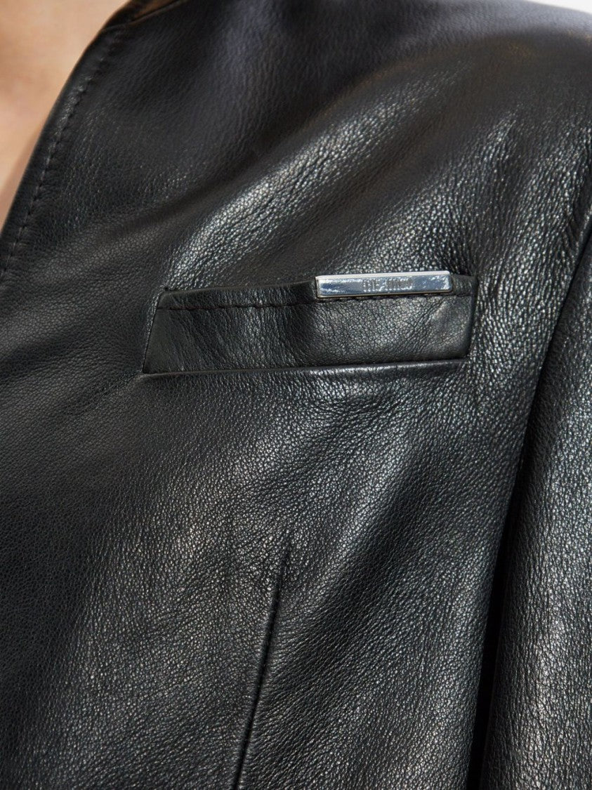 The Attico Oversized Black Lamb Leather Coat