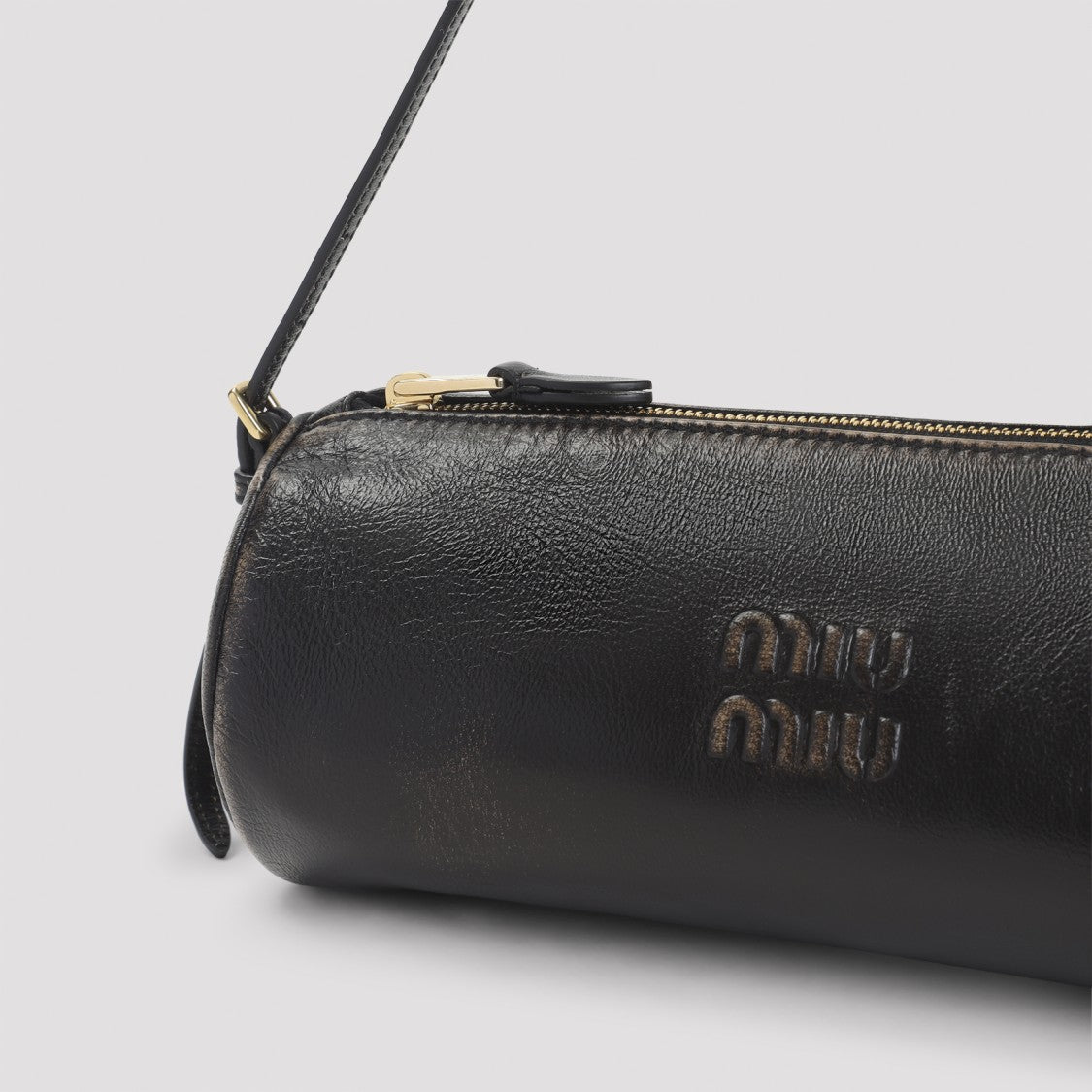 Miu Miu Cylindrical Black Lamb Leather Clutch