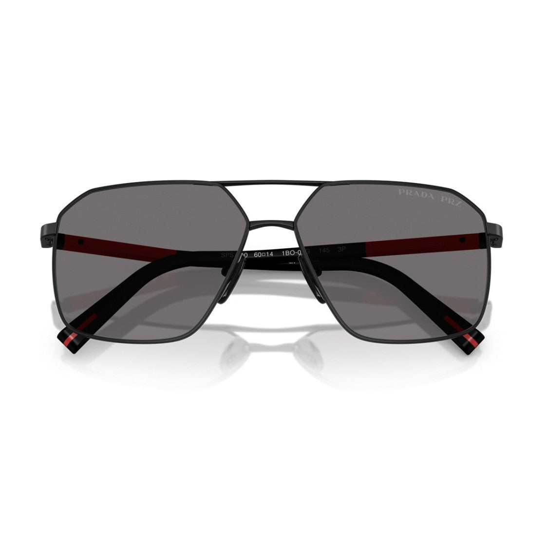 Prada Linea Rossa Black Ps A50s Metal Rectangular Sunglasses
