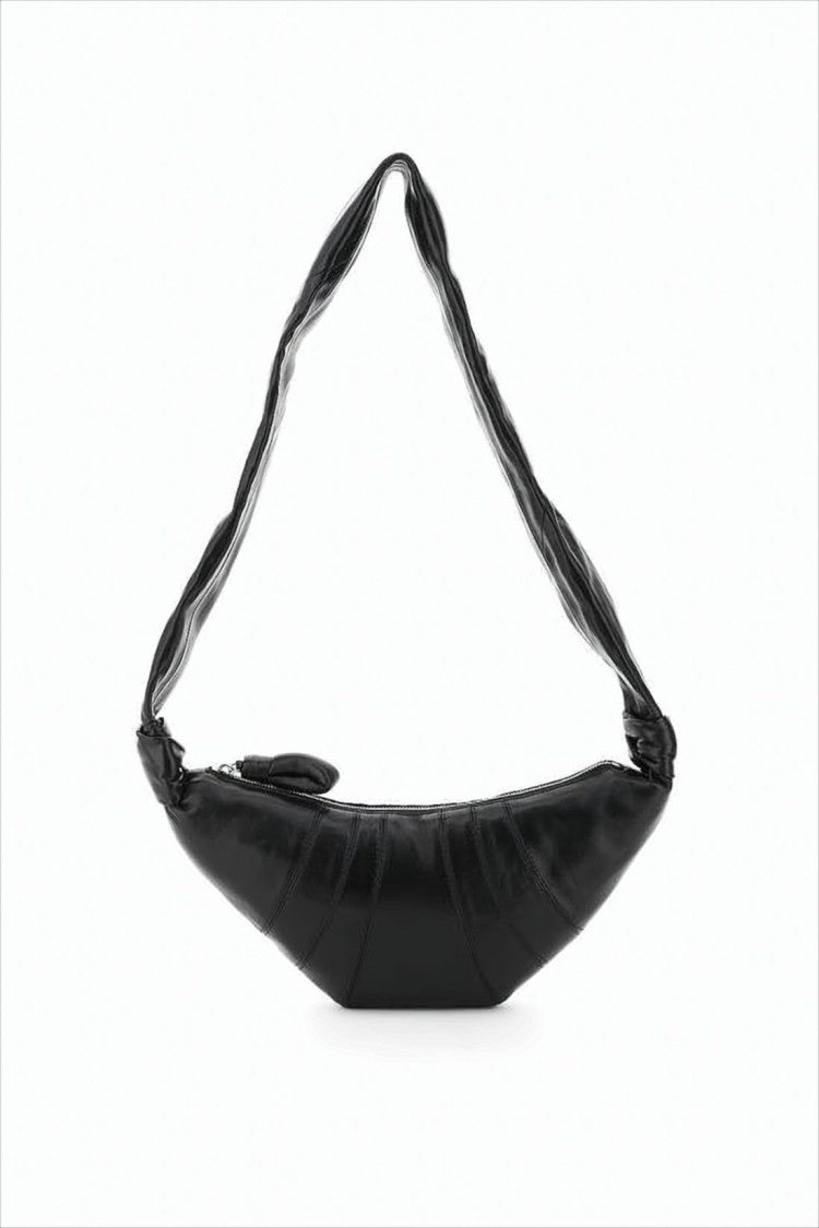 Lemaire Crescent-Shaped Black Lambskin Leather Shoulder Bag