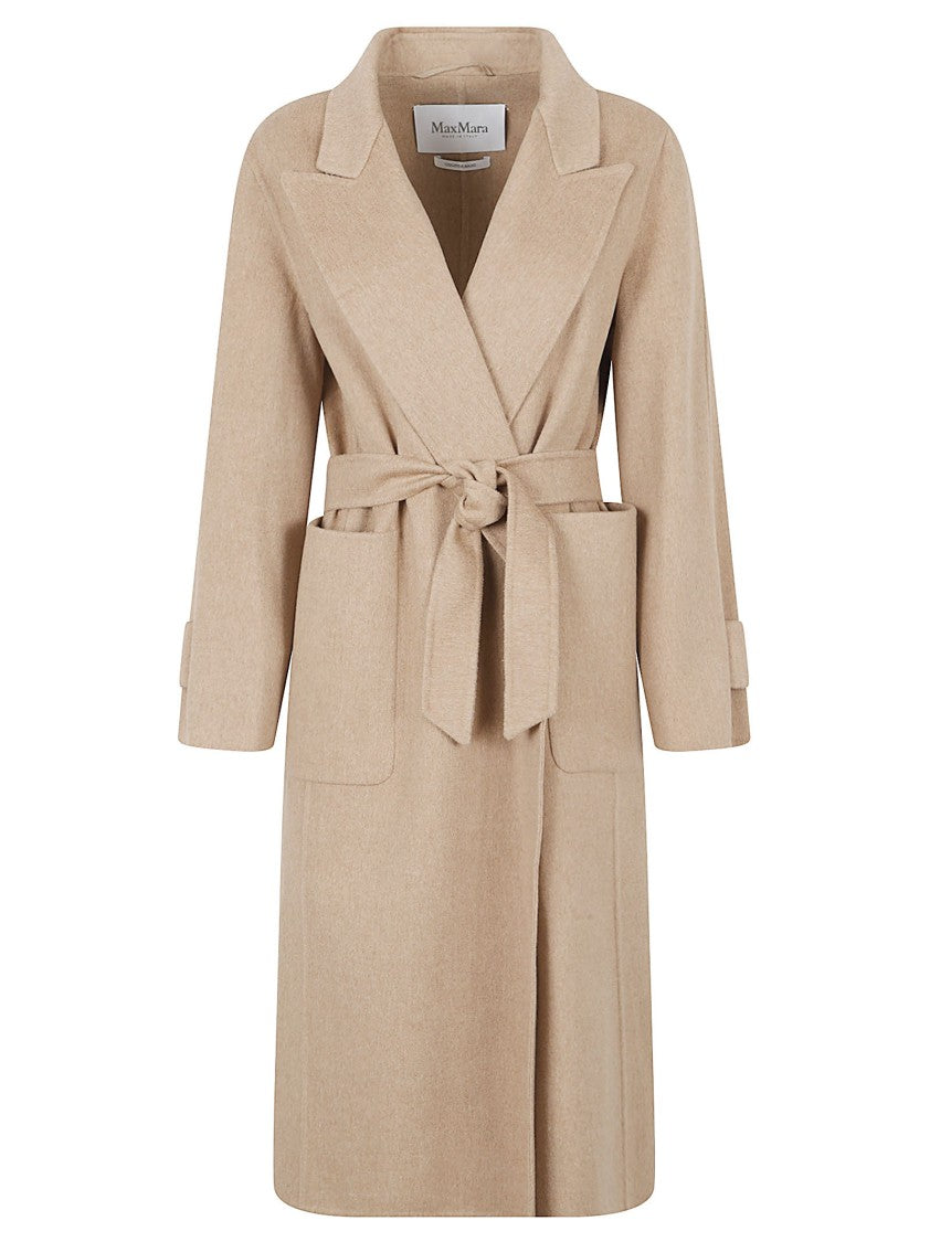 Max Mara Camel-Finish Long Coat With Wide Lapel