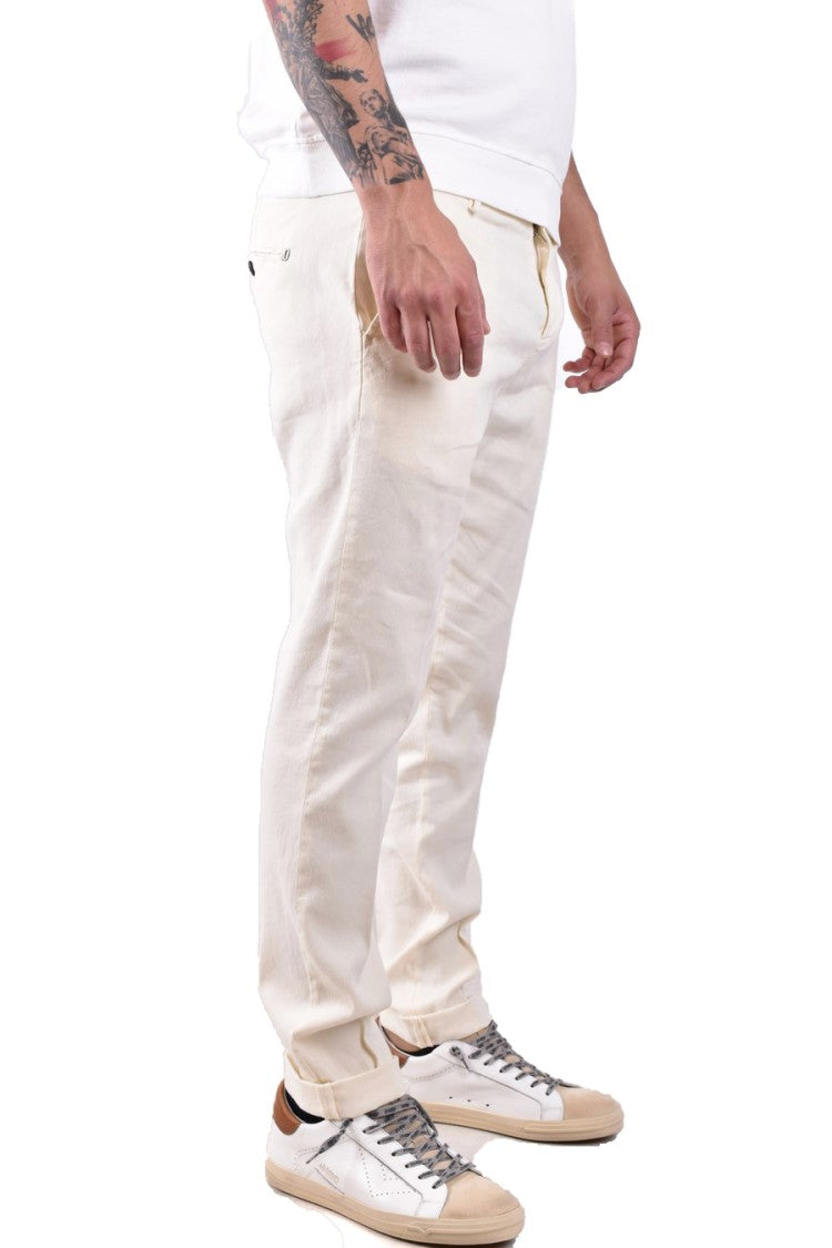 Dondup Beige Linen-Lyocell Blend Tapered Pants