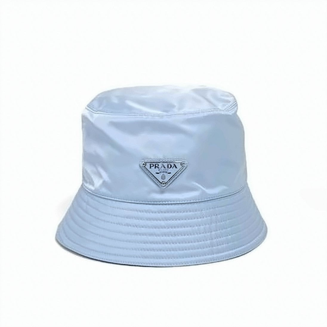 Prada Nylon Bucket Hat With Triangular Logo Plaque