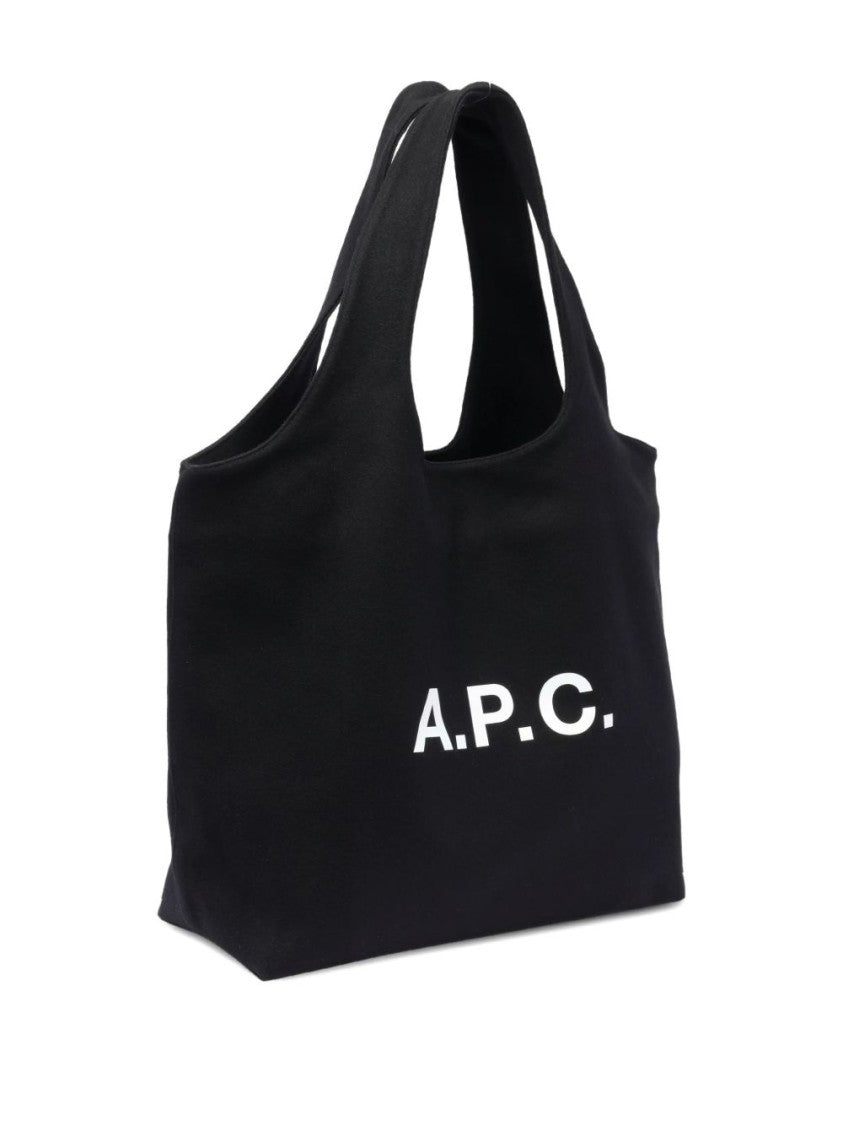 A.P.C. Structured Black Wool Blend Tote Bag