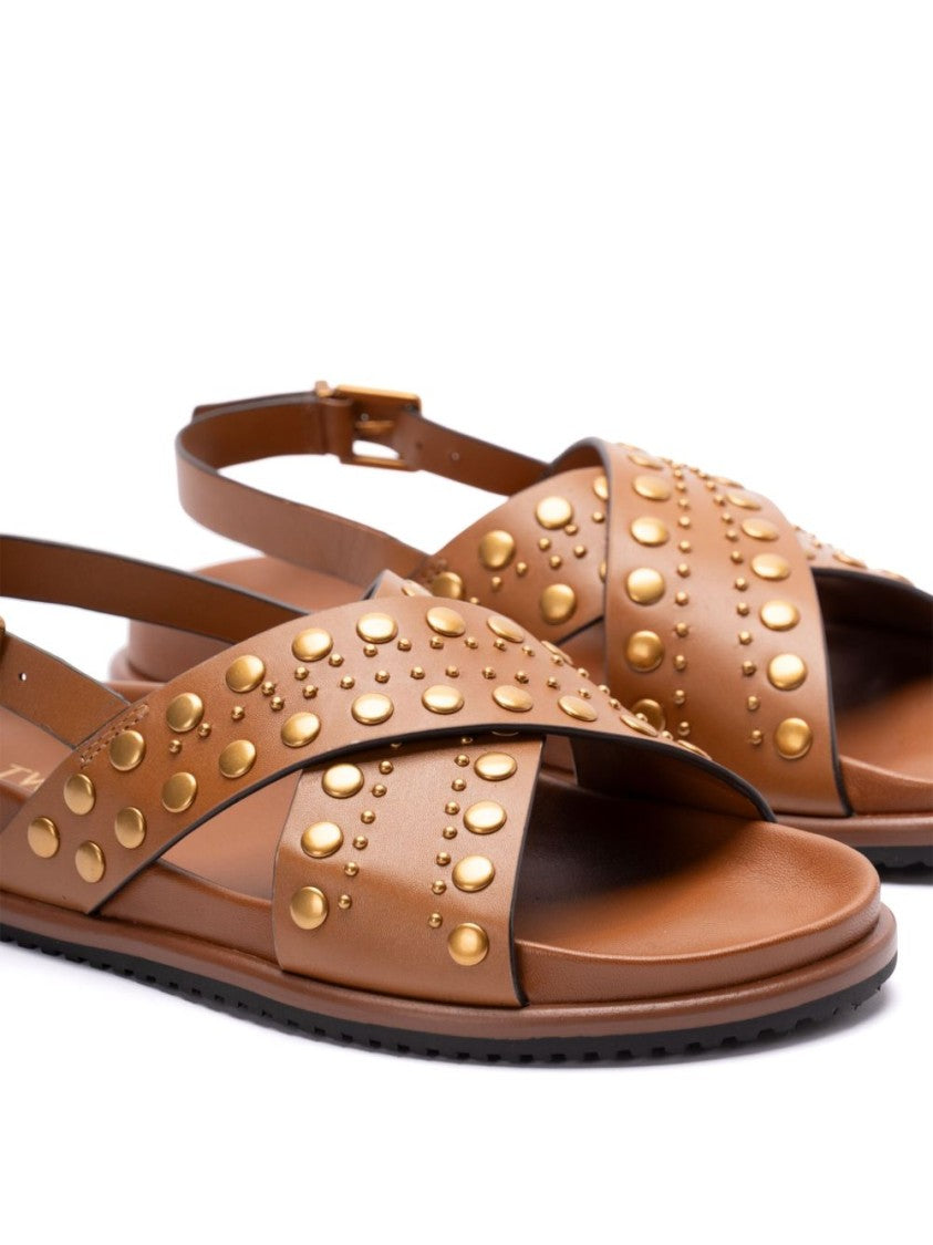 Twin-Set Buckle-Fastening Slingback Sandals With Stud Embellishments