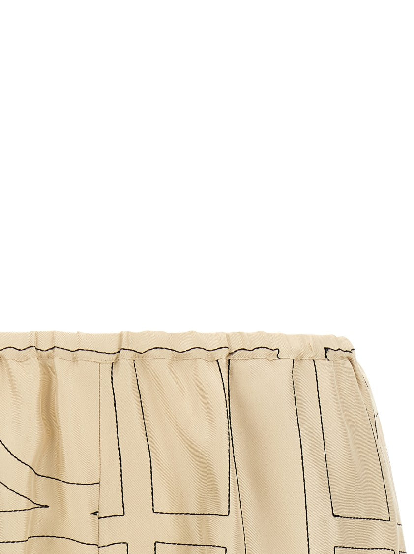 Totême Embroidered Silk Twill Pajama Shorts With Elastic Waistband