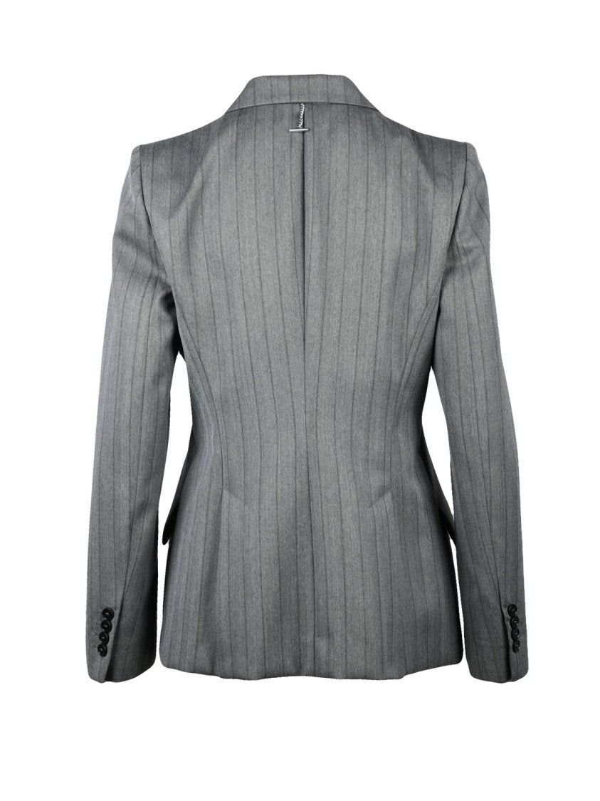 Alexander Mcqueen Grey Wool Pinstripe Blazer