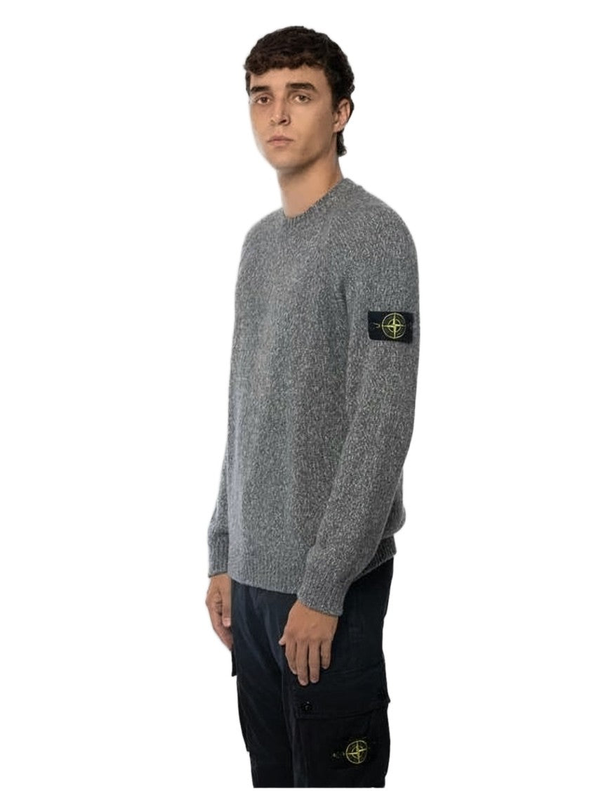 Stone Island Textured Knit Sweater With Distinctive Patch Logo