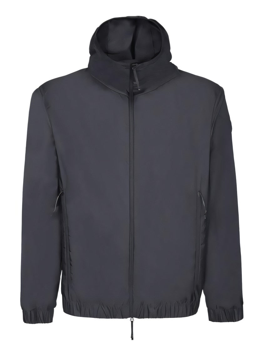 Moncler Black Jacket With Full Zip Closure And Hood