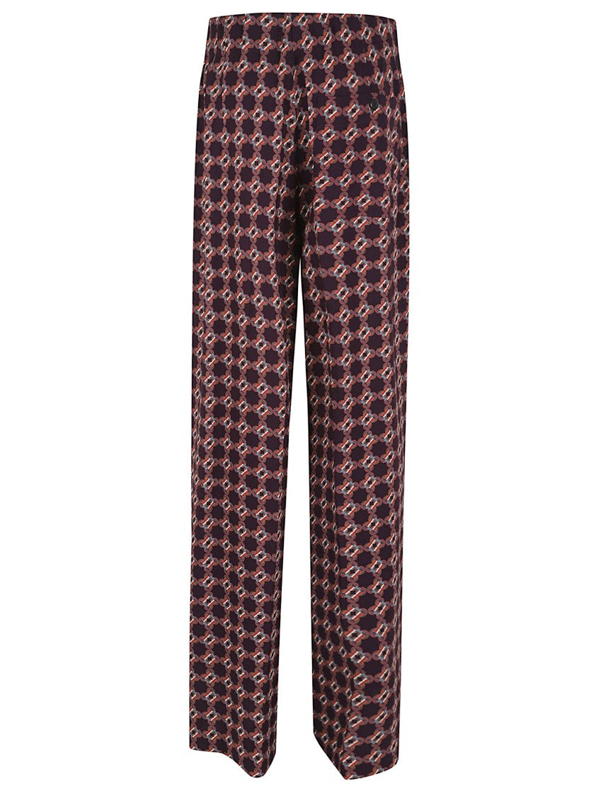 Dries Van Noten Geometric Patterned High-Waist Trousers In Deep Aubergine