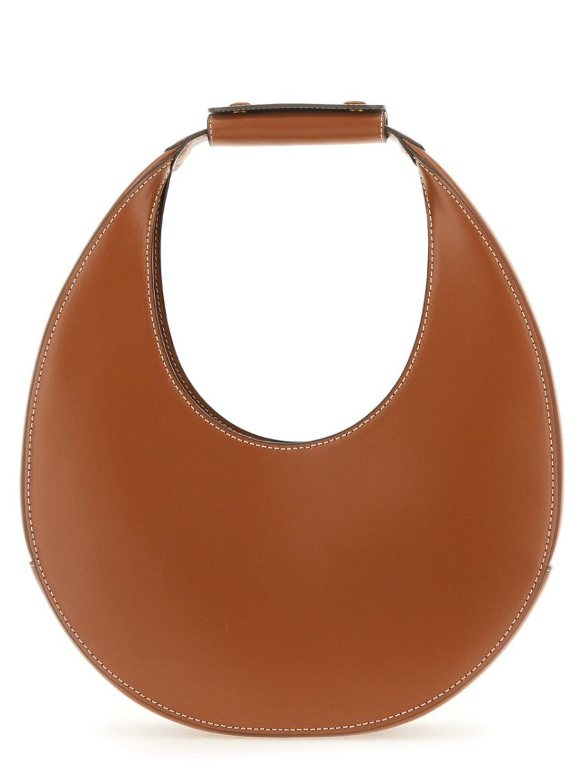 Staud Brown Moon Crescent-Shaped Leather Shoulder Bag
