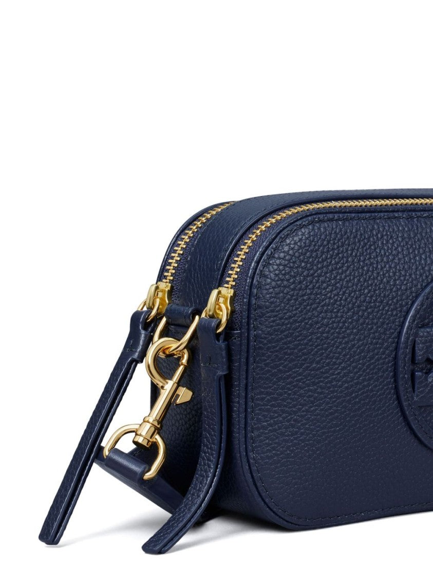 Tory Burch Compact Blue Pebbled Leather Shoulder Bag