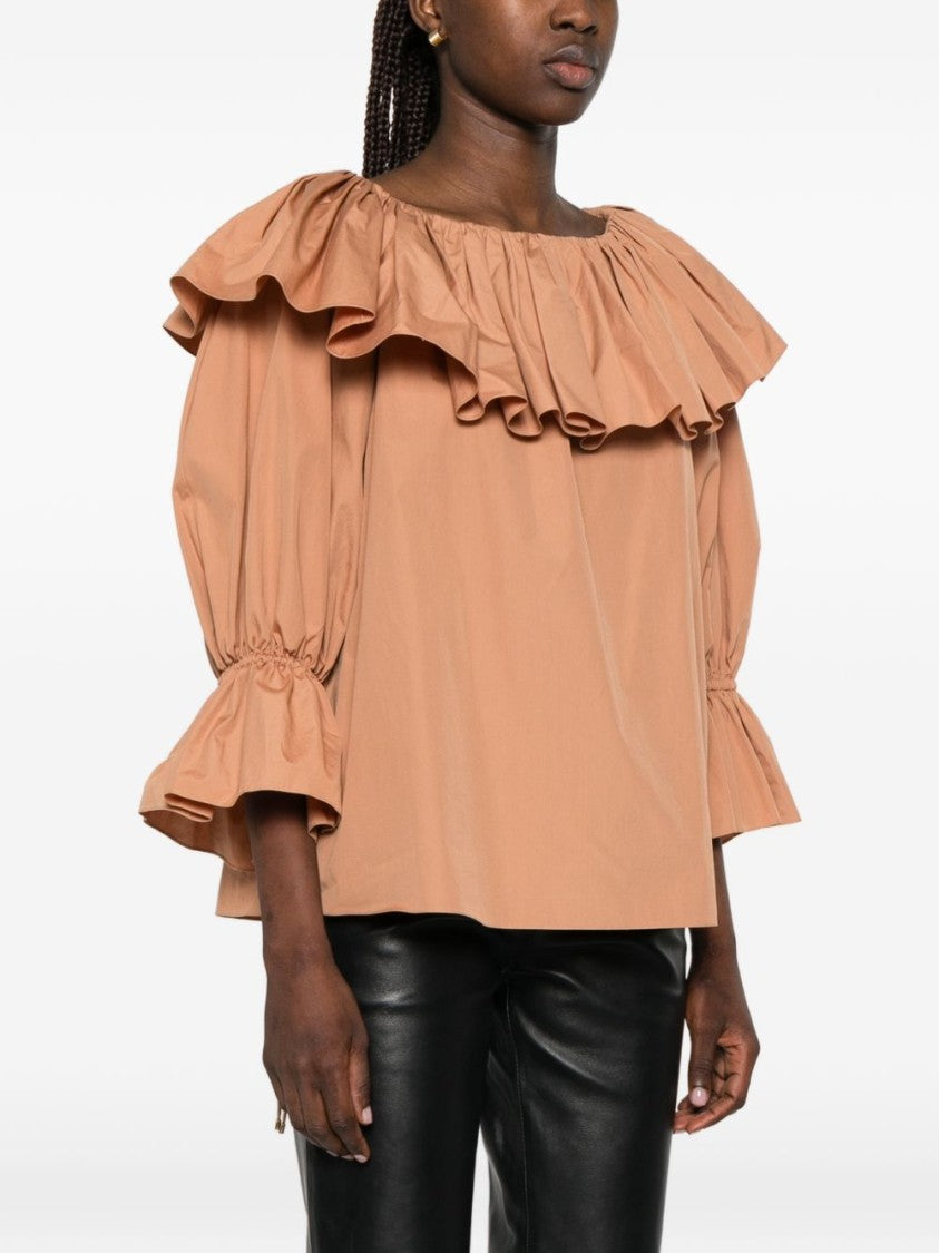 Chloé Loose Fit Ruffled Neckline Blouse