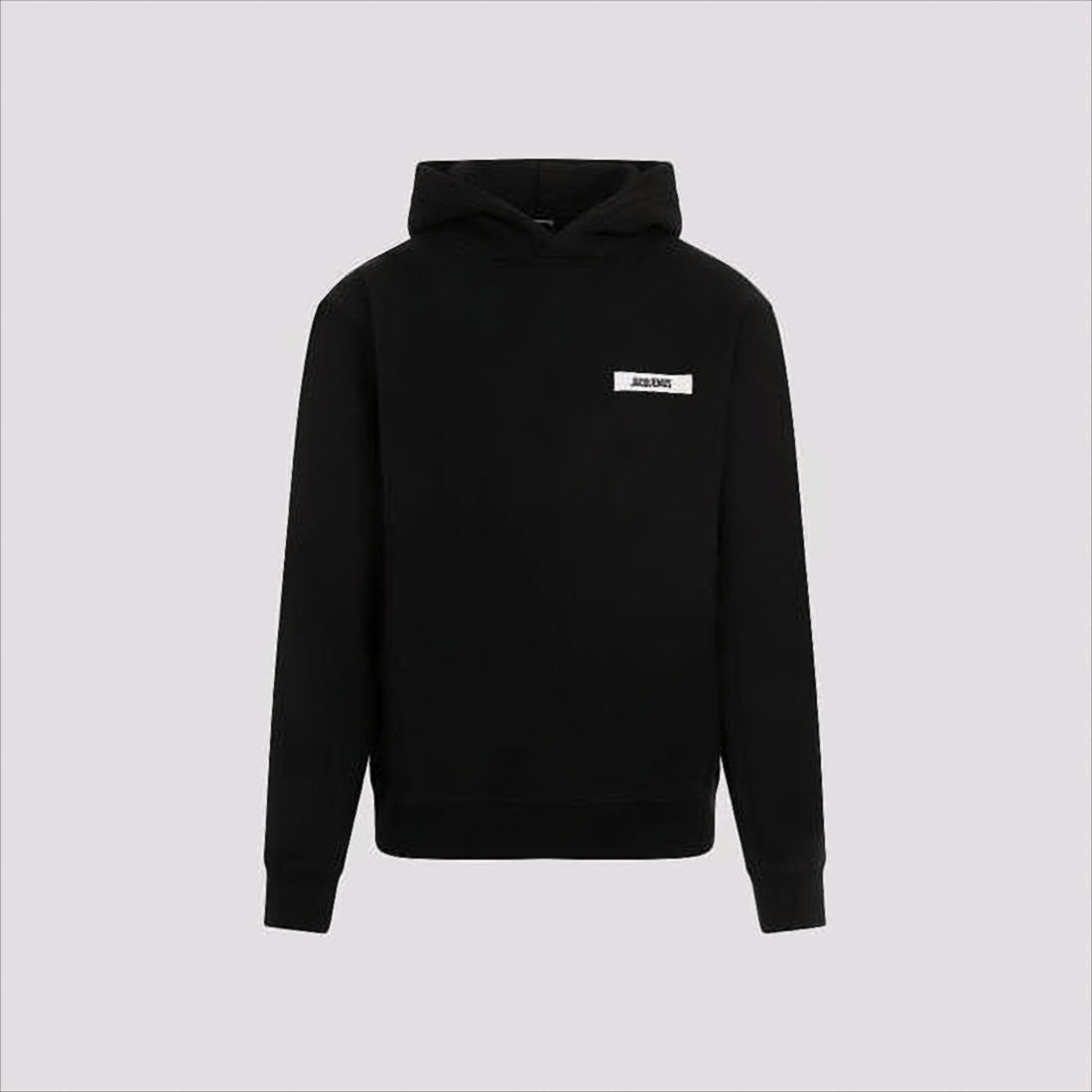 Jacquemus Minimalist Black Hoodie With Subtle Text Patch