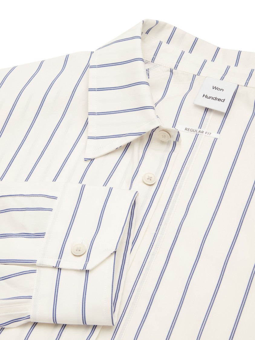 Won Hundred Vertical Stripe Long-Sleeve Shirt With Chest Pocket