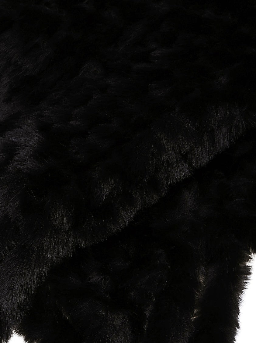 Pinko Deep Black Gelso Faux Fur Scarf
