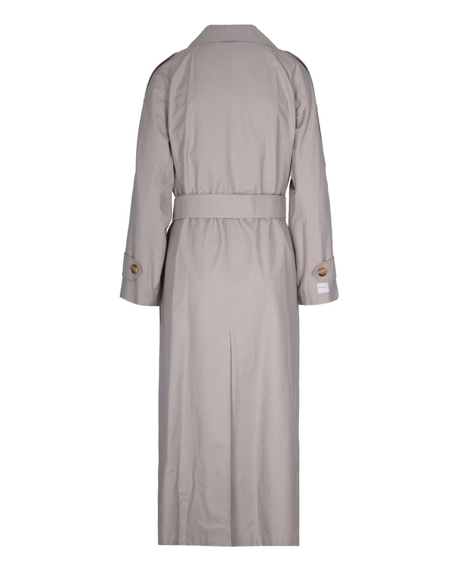 Max Mara Ecru Double-Breasted Long Trench Coat