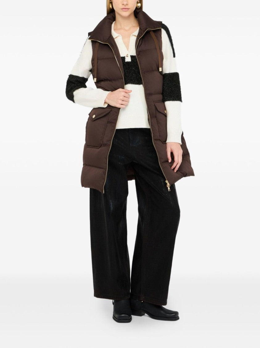 Liu Jo Quilted Brown Jacket With High Collar