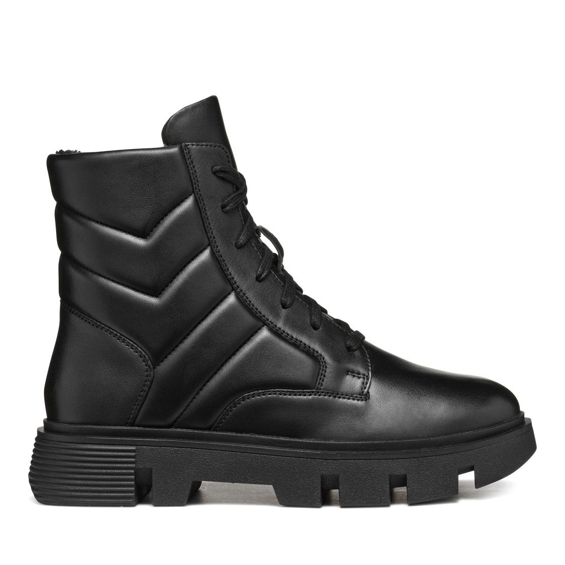 Geox Vilde Black Chevron-Stitched Leather Ankle Boots