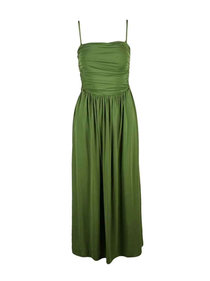 Max Mara Bottle Green Empire Viscose Elastane Dress