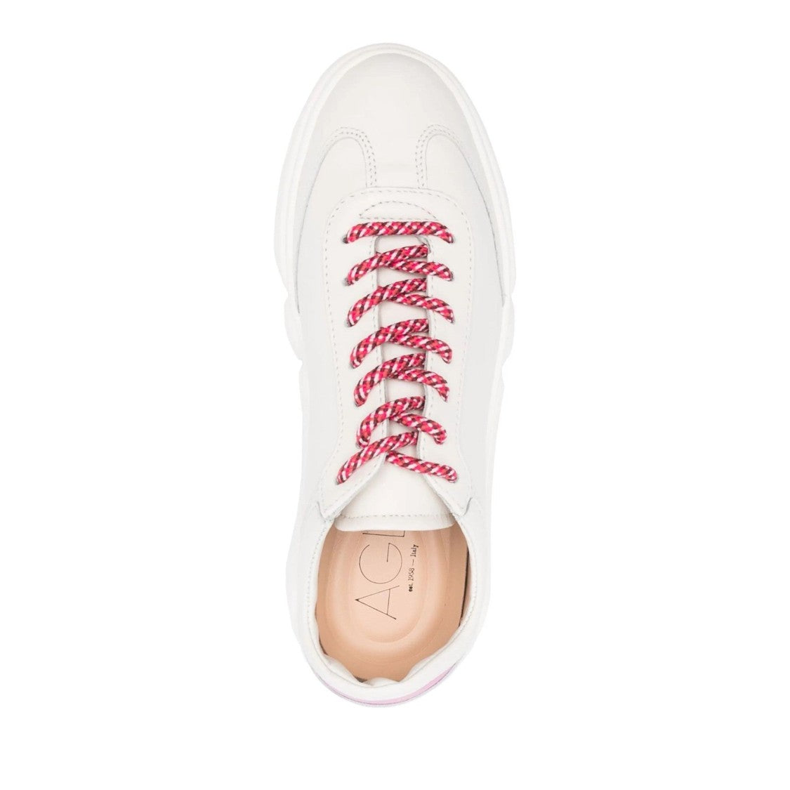 Agl White Emilie Leather Sculpted Sole Wedge Sneakers