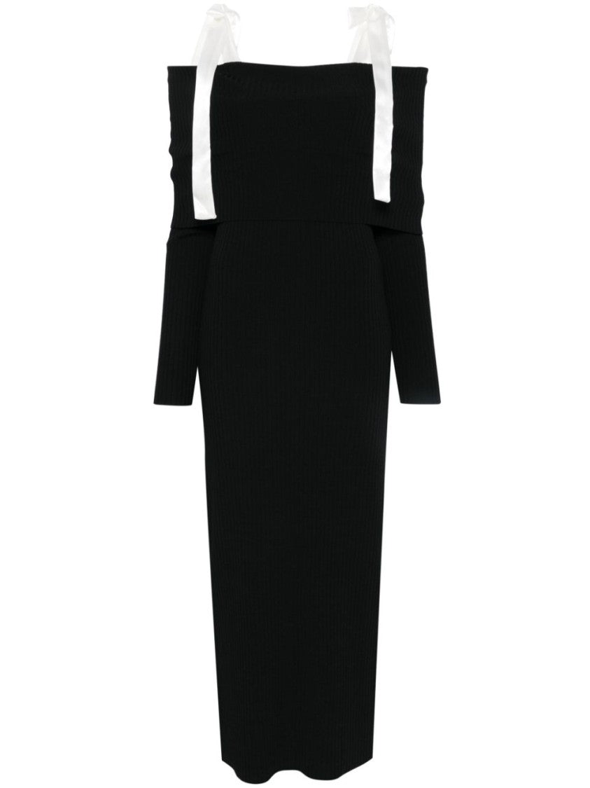 Rotate Off-The-Shoulder Black Maxi Dress