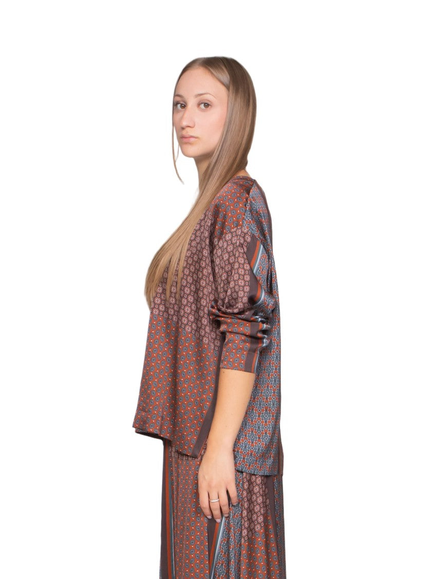Oblò Patchwork Patterned Long-Sleeved Blouse