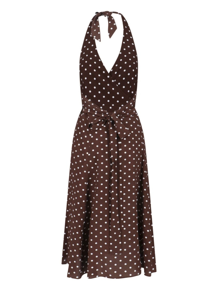 Parosh Maxi Polka Dot Dress – Brown