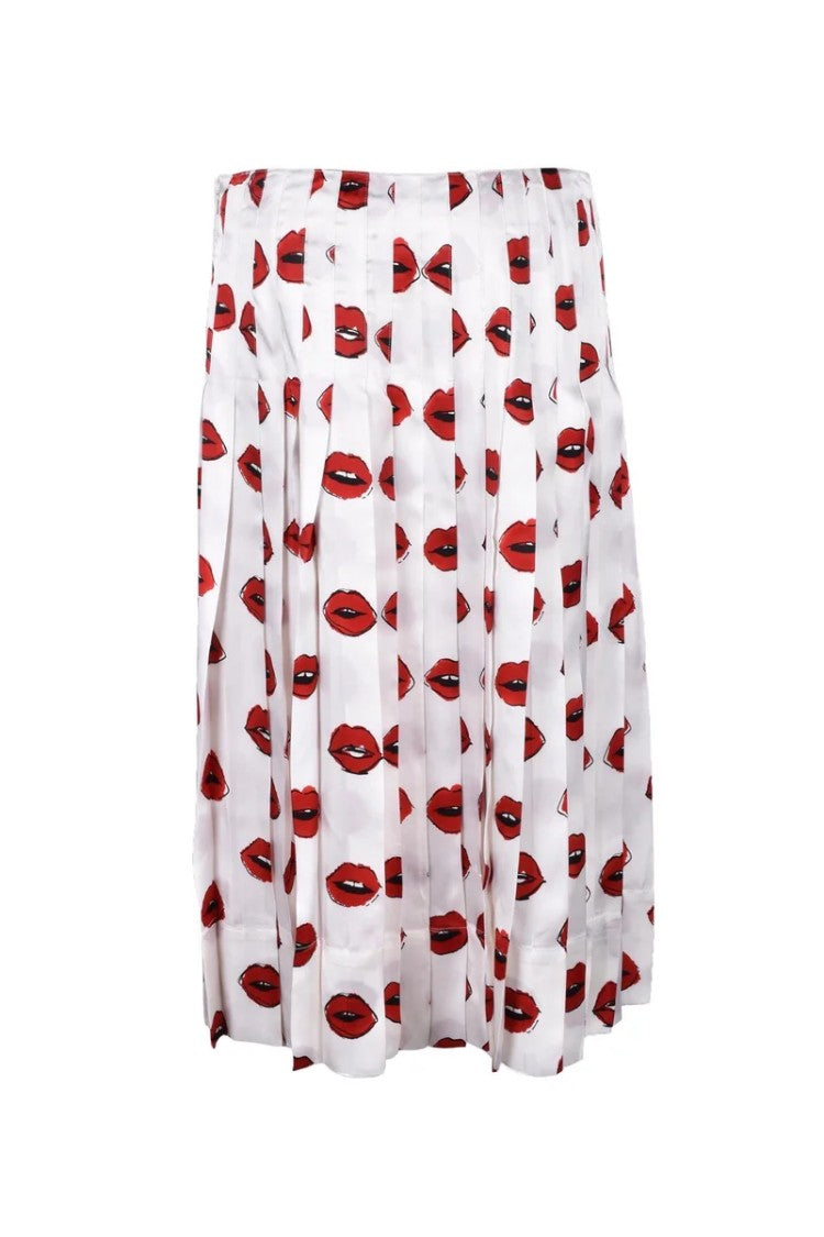 Khaite Pleated Mini Skirt With Lip Print