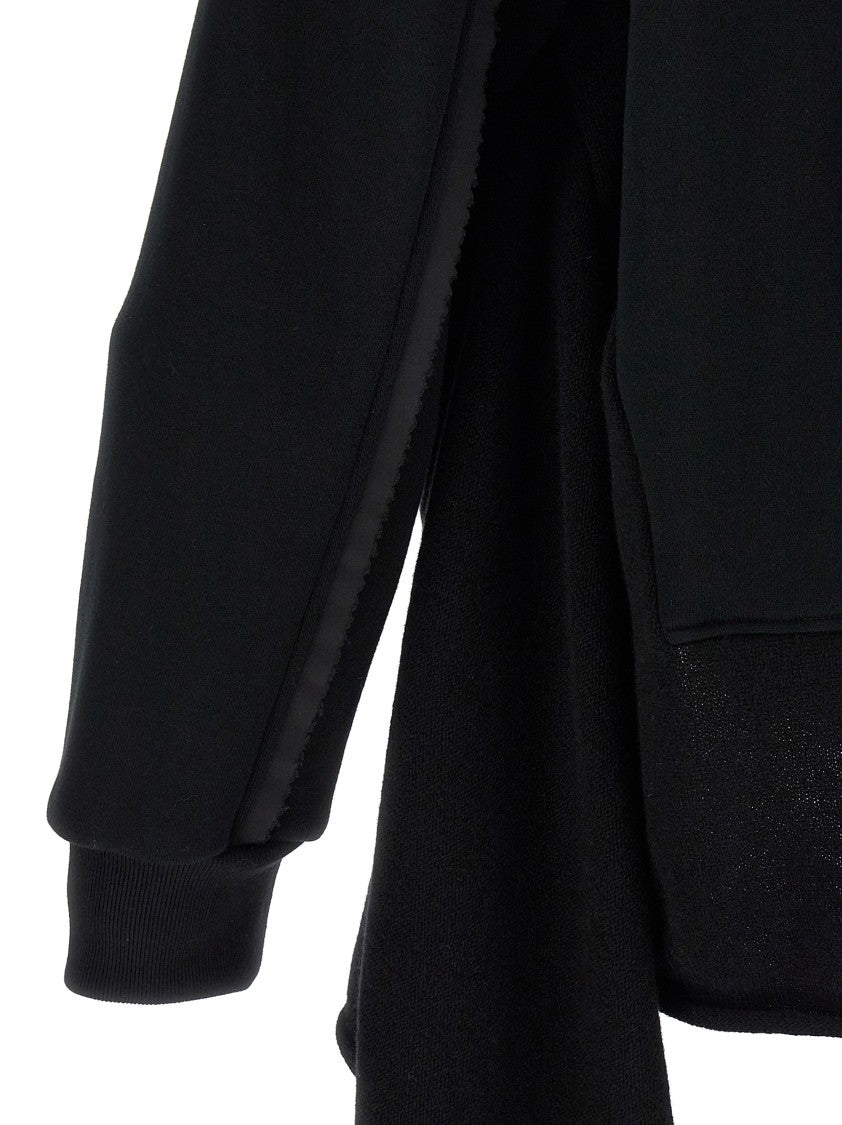 Undercover Two-Material Hoodie With Asymmetrical Wool Inserts