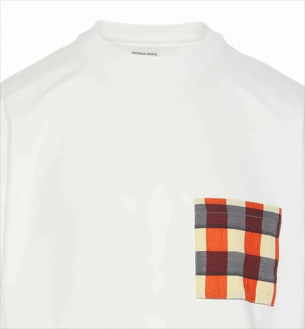 Bottega Veneta Checkered Patch Pocket White Cotton T-Shirt