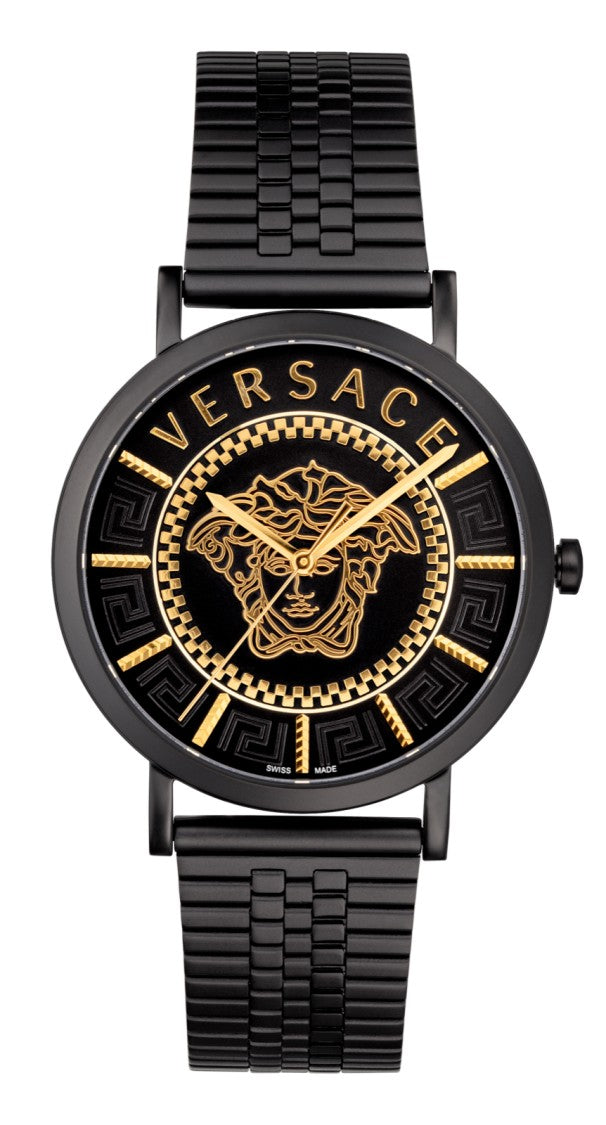 Versace 40 Mm Black Ip Stainless Steel Versace Wristwatch