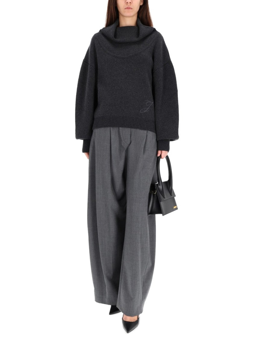 Jacquemus Grey Voluminous Turtleneck Sweater